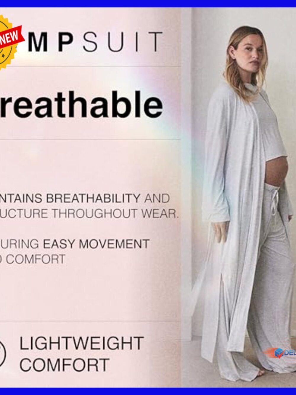 Maternity Robe Lightweight Soft Stretchable Full Length Comfy Lounge - Picture 3 of 5